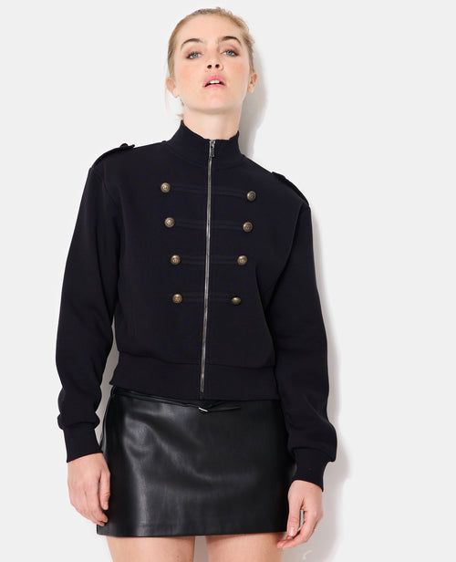 Sweat zippé esprit veste officier avec boutons - PIMKIE - 1