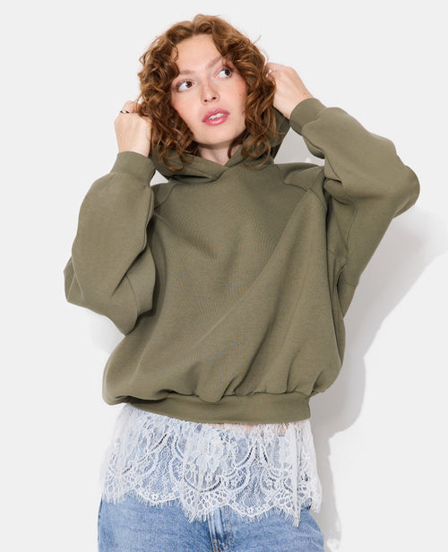 Sweat capuche oversize avec dentelle - PIMKIE - 1