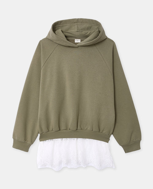 Sweat capuche oversize avec dentelle - PIMKIE - 4