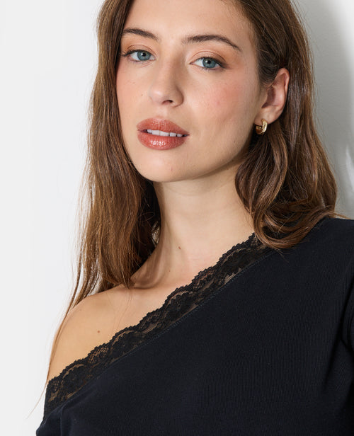 T-shirt asymétrique manches longues avec dentelle - PIMKIE - 2