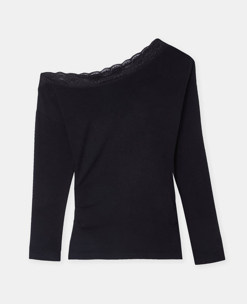 T-shirt asymétrique manches longues avec dentelle - PIMKIE - 4