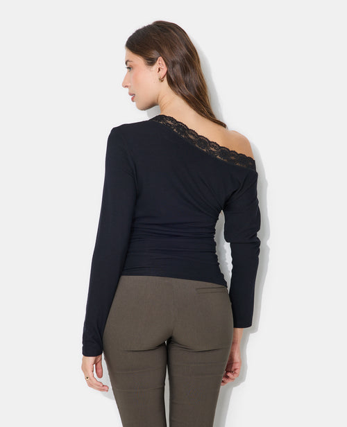 T-shirt asymétrique manches longues avec dentelle - PIMKIE - 6