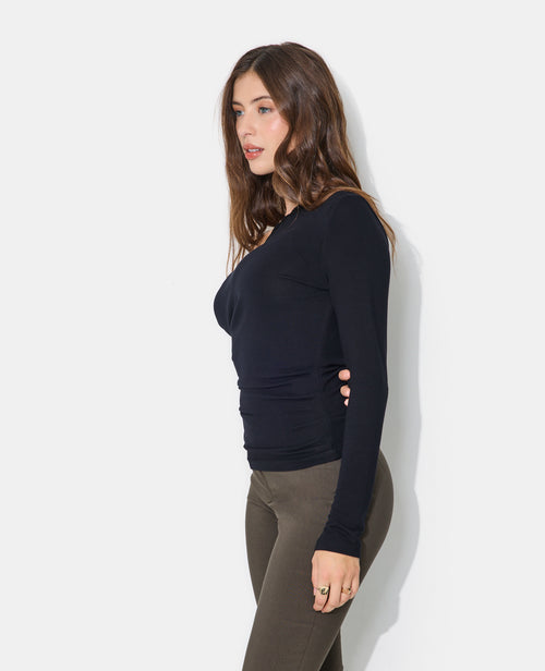 T-shirt asymétrique manches longues avec dentelle - PIMKIE - 1