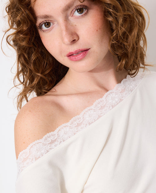 T-shirt asymétrique manches longues avec dentelle - PIMKIE - 2