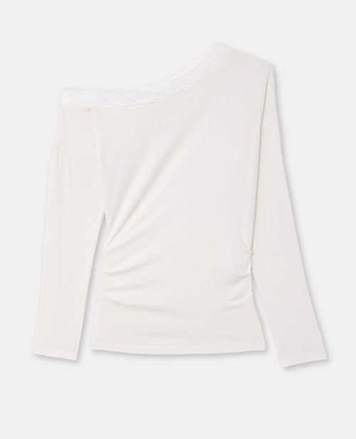 T-shirt asymétrique manches longues avec dentelle - PIMKIE - 4