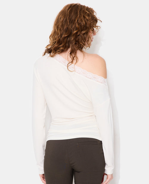 T-shirt asymétrique manches longues avec dentelle - PIMKIE - 6