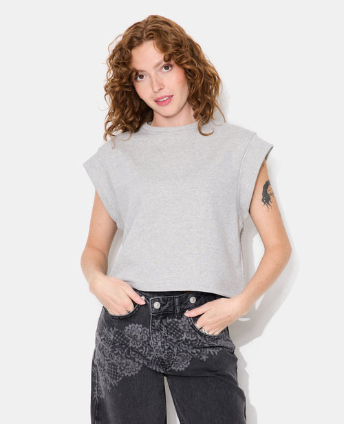 Sweat court avec détail mancherons - PIMKIE - 1