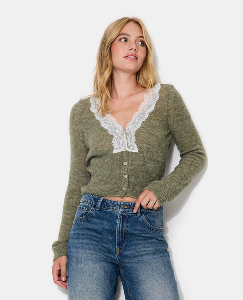 Gilet col V avec dentelle - PIMKIE - 5