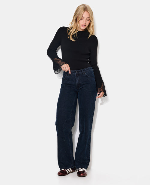 Pull en maille côtelée avec dentelle aux poignets - PIMKIE - 3