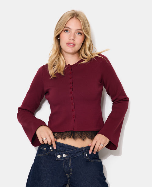 Gilet en maille compacte avec dentelle - PIMKIE - 1