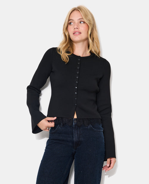 Gilet en maille compacte avec dentelle - PIMKIE - 1