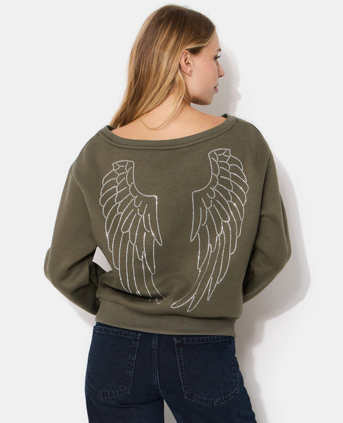 Sweat encolure bateau avec ailes en strass - PIMKIE - 1