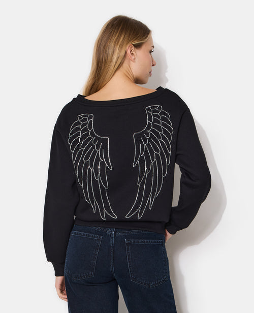 Sweat encolure bateau avec ailes en strass - PIMKIE - 1