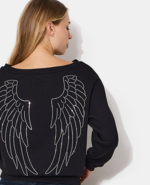 Sweat encolure bateau avec ailes en strass - PIMKIE - 2