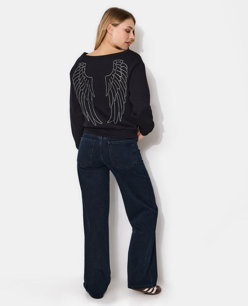 Sweat encolure bateau avec ailes en strass - PIMKIE - 1