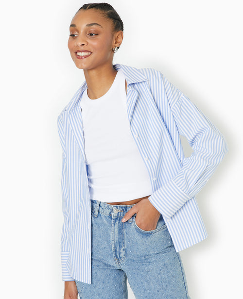 Chemise oversize rayée col ouvert - PIMKIE - 1