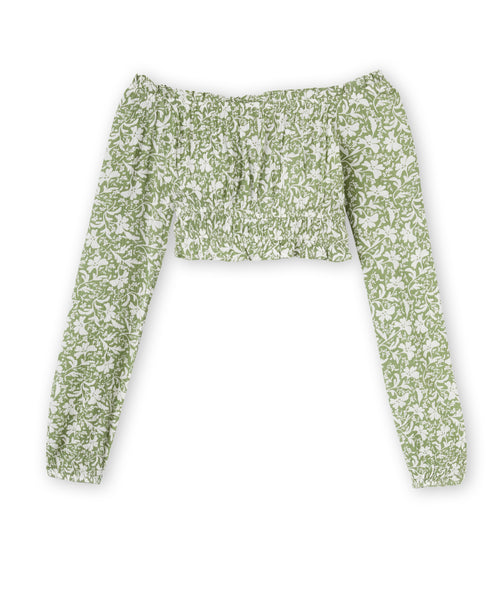 Blouse courte encolure Bardot motif fleurs - PIMKIE - 4