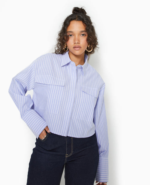 Chemise cropped manches longues motif rayures - PIMKIE - 1