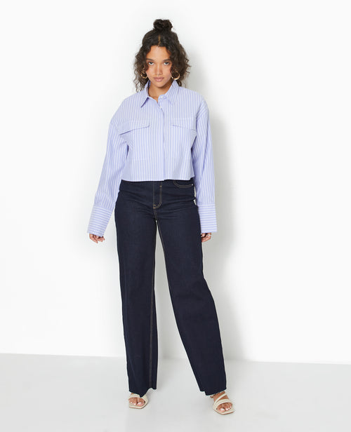 Chemise cropped manches longues motif rayures - PIMKIE - 2