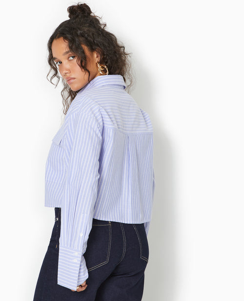 Chemise cropped manches longues motif rayures - PIMKIE - 6