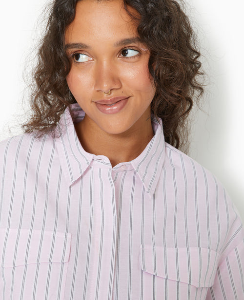 Chemise cropped manches longues motif rayures - PIMKIE - 3