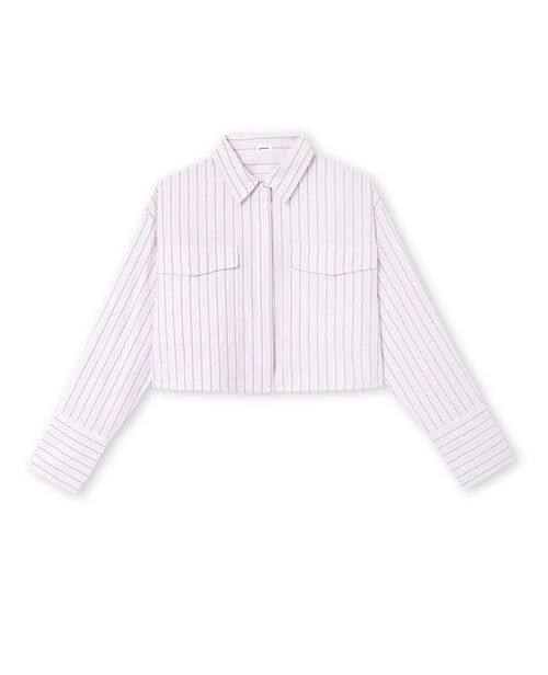 Chemise cropped manches longues motif rayures - PIMKIE - 4