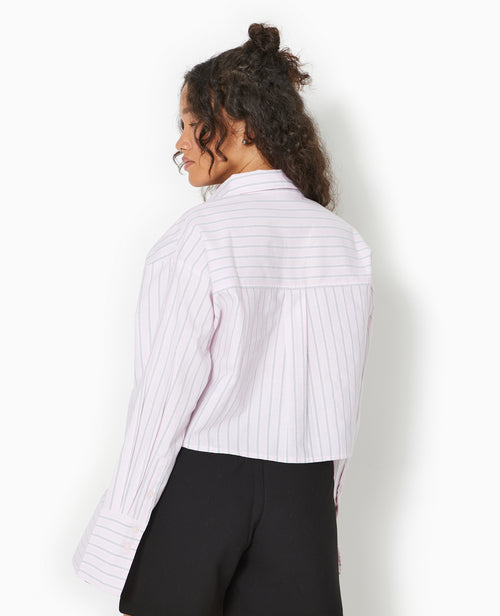 Chemise cropped manches longues motif rayures - PIMKIE - 6