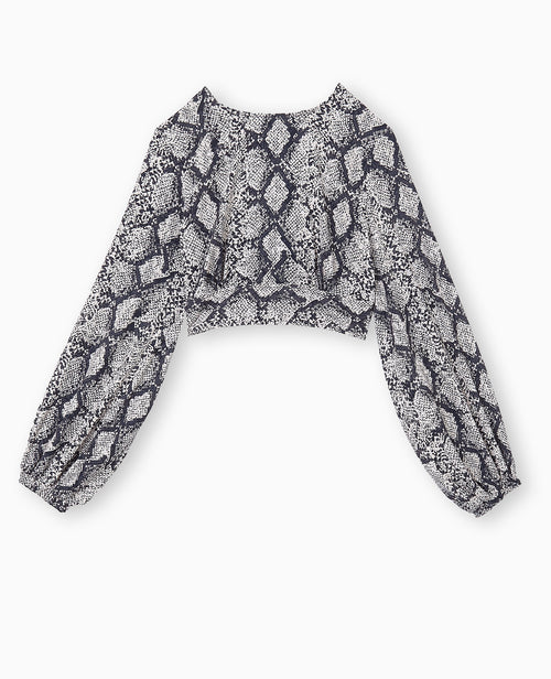 Blouse courte avec découpe dos motif python - PIMKIE - 4
