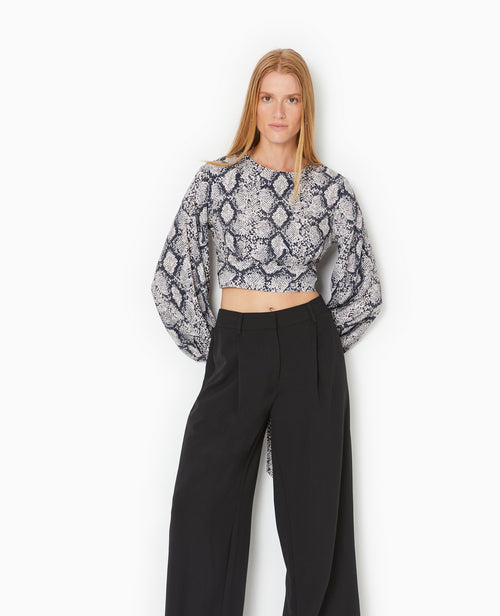 Blouse courte avec découpe dos motif python - PIMKIE - 5