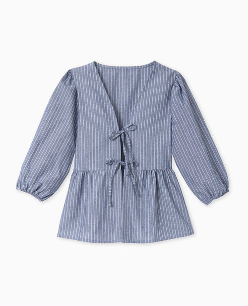 Blouse rayée avec nouettes et manches bouffantes - PIMKIE - 4