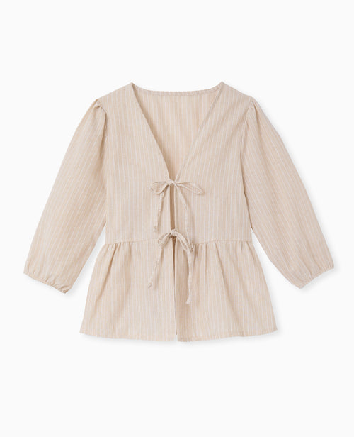 Blouse rayée avec nouettes et manches bouffantes - PIMKIE - 4