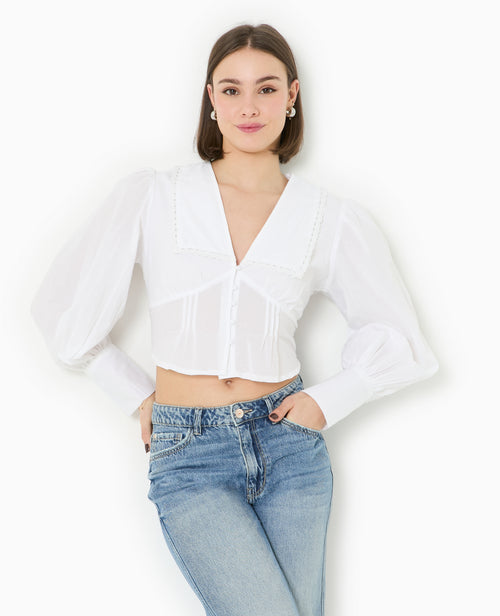 Blouse courte avec grand col - PIMKIE - 1