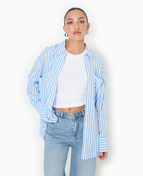 Chemise rayée oversize en tissu fluide - PIMKIE - 1