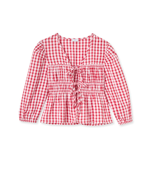 Blouse avec smocks et nouettes motif vichy - PIMKIE - 4
