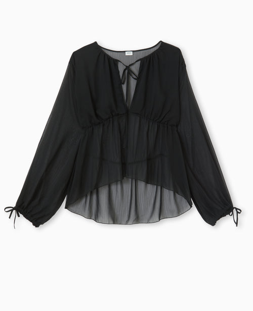 Blouse en voile avec lien à nouer - PIMKIE - 4
