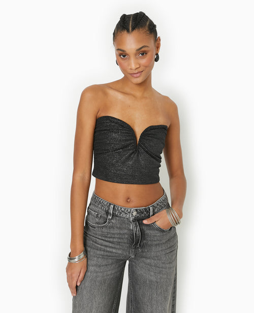 Top bustier court avec lurex encolure cœur - PIMKIE - 1