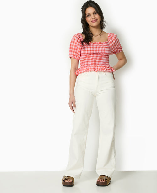 Top smocké motif vichy - PIMKIE - 5