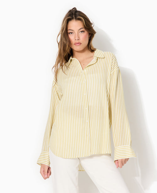 Chemise oversize avec lin motif rayures - PIMKIE - 1