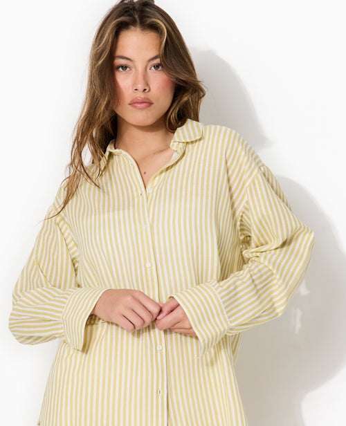 Chemise oversize avec lin motif rayures - PIMKIE - 2