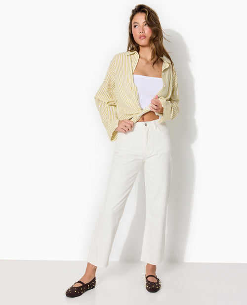 Chemise oversize avec lin motif rayures - PIMKIE - 3