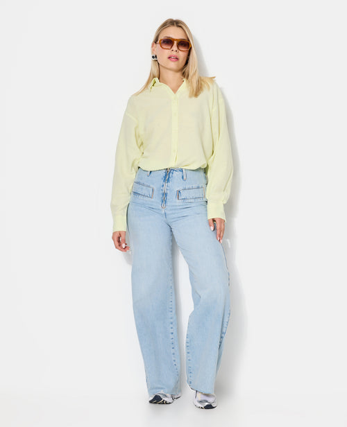 Chemise oversize avec lin motif rayures - PIMKIE - 3