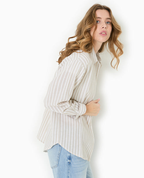 Chemise oversize avec lin motif rayures - PIMKIE - 7