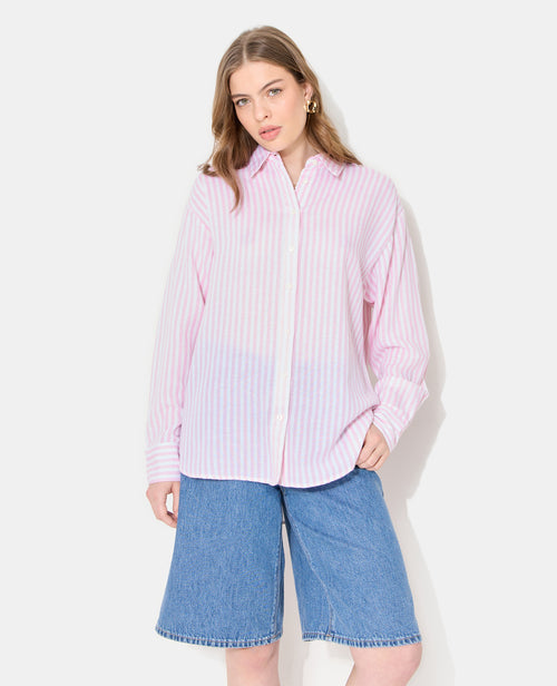 Chemise oversize rayée avec lin - PIMKIE - 1
