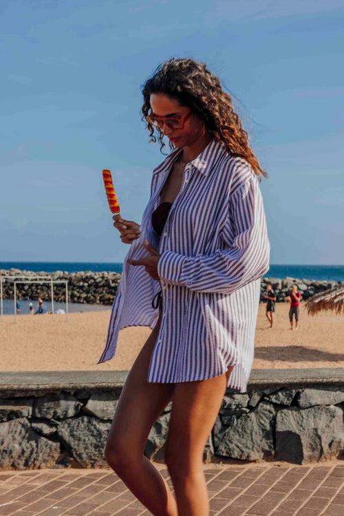 Chemise oversize rayée avec lin - PIMKIE - 2