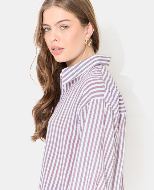 Chemise oversize rayée avec lin - PIMKIE - 2