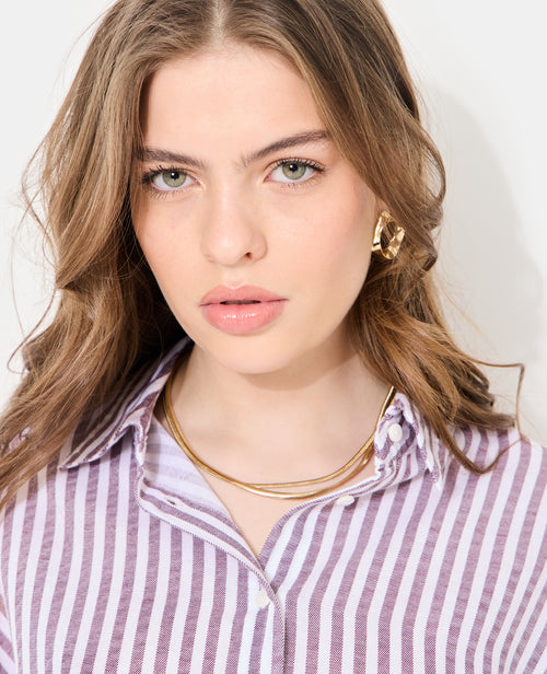 Chemise oversize rayée avec lin - PIMKIE - 1