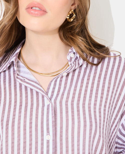 Chemise oversize rayée avec lin - PIMKIE - 8