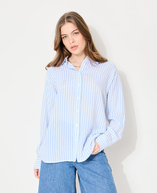 Chemise oversize rayée avec lin - PIMKIE - 1