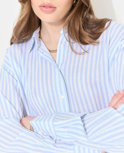 Chemise oversize rayée avec lin - PIMKIE - 2