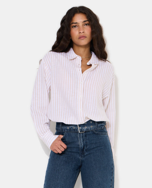Chemise oversize avec lin motif rayures - PIMKIE - 1